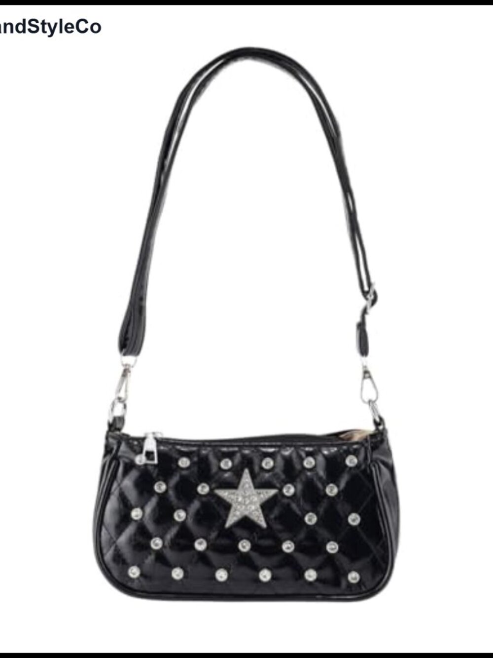 PU Leather Shoulder Bag Studded Chain Strap Crossbody Purse